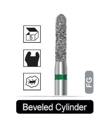 فرز الماسی استوانه ای|فرز الماسه تراش 5 عددی مدل Dentalree - Modified Beveled Cyliner 877