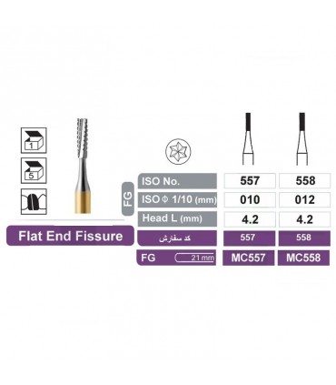 فرز کارباید|فرز توربین کارباید Dentalree- Flat End Fissure- Metal Crown Cuter