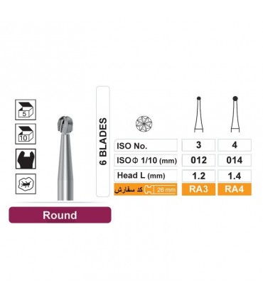 فرز آنگل کارباید 10 عددی Dentalree- Round RA