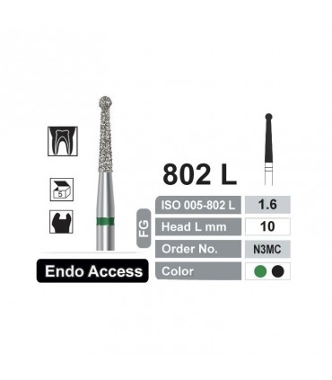 فرز الماسه روند|فرز الماسه تراش بلند 5 عددی Dentalree- Endo Access 802L