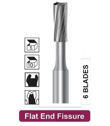 فرز کارباید|فرز جراحی هندپیس کارباید 5 عددی Dentalree- Straight Flat End Fissure